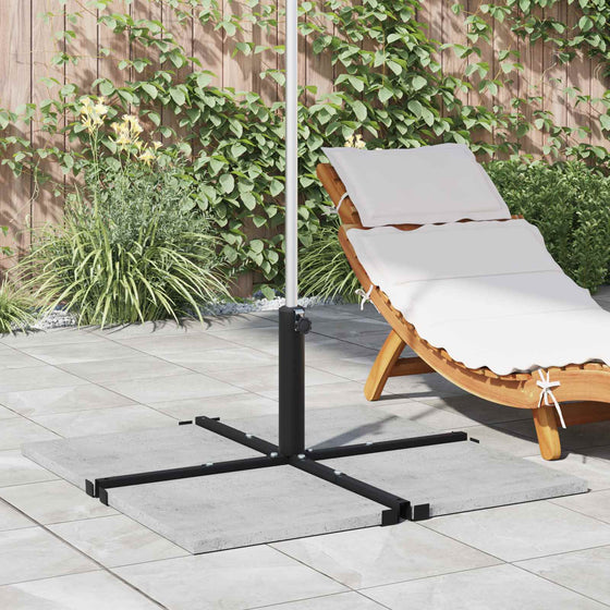 Parasolvoet Met Kruisframe Zwart Staal For 25–50 Mm Pole Grijs En Beige (Dubbele Strip)