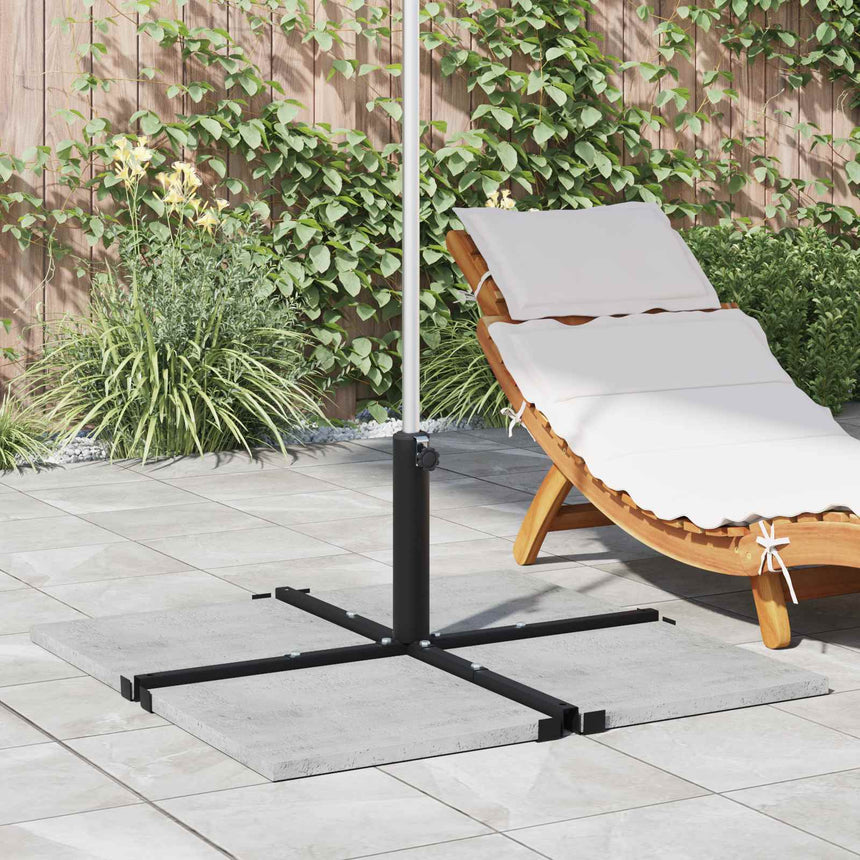 Parasolvoet Met Kruisframe Zwart Staal For 25–50 Mm Pole Grijs En Beige (Dubbele Strip)