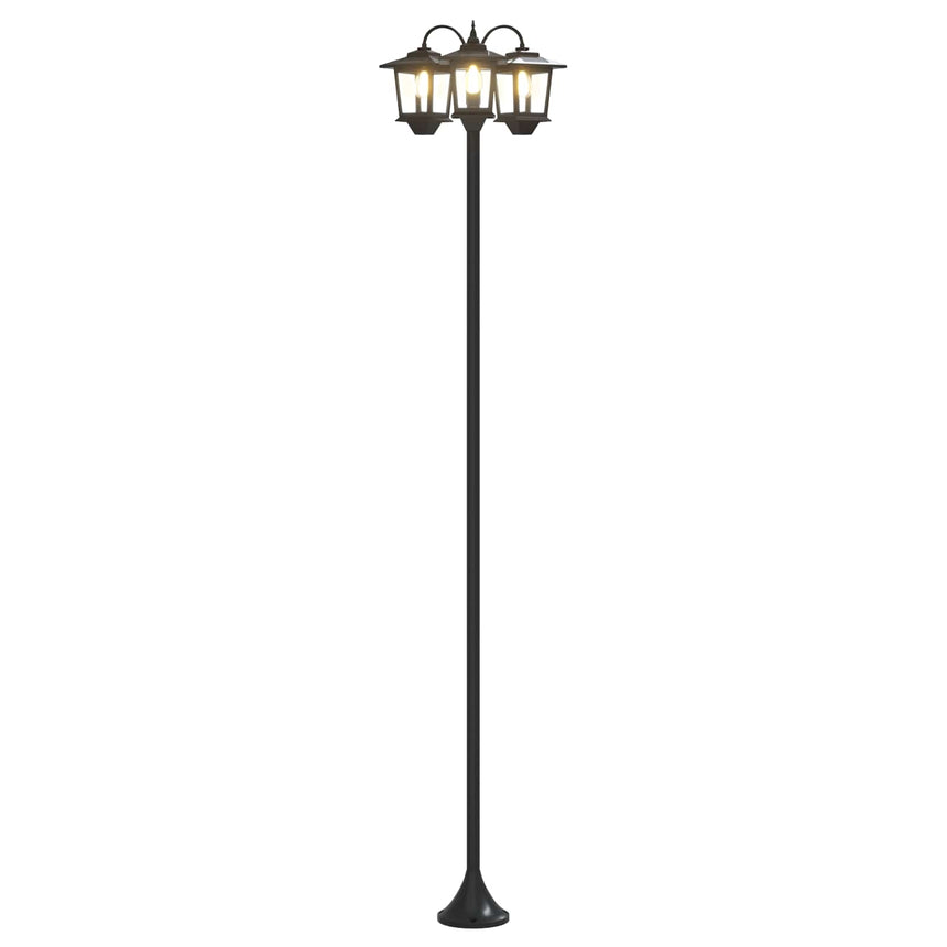 3-Arm Lantaarnpaal With Led Bulb Zwart 16 X 16 X 187 Cm