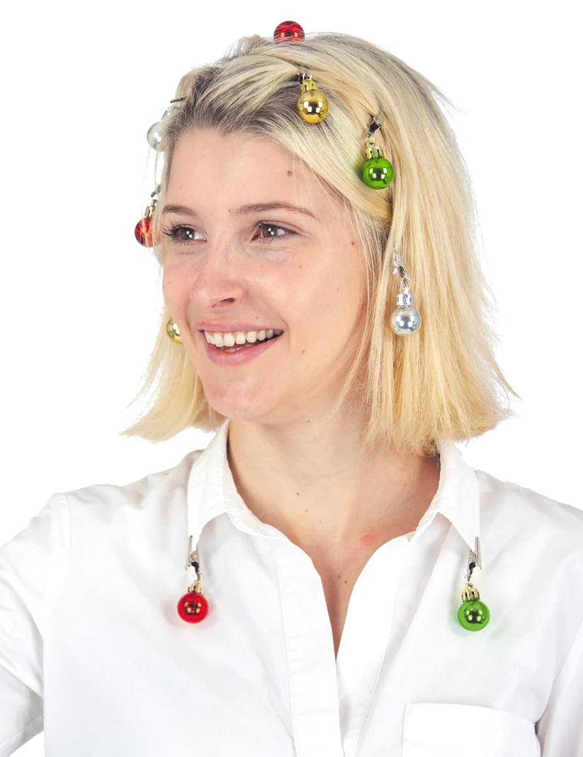 9 Clips pour barbe ou cheveux boules de Noël