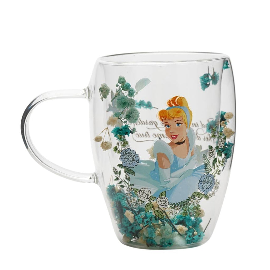 DISNEY PRINCESSES - Cendrillon - Verre avec Fleurs Sechées 300ml