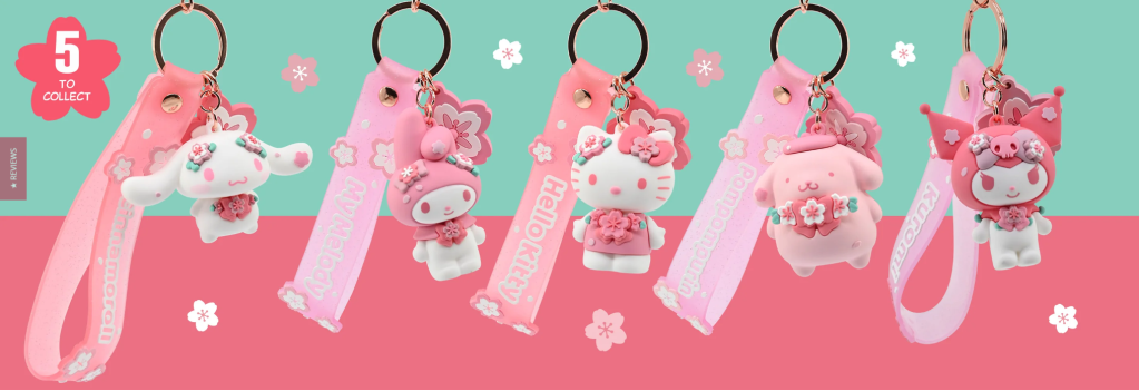 HELLO KITTY - Sakura Series - Assortiment 12 Porte-Clés 15.5cm