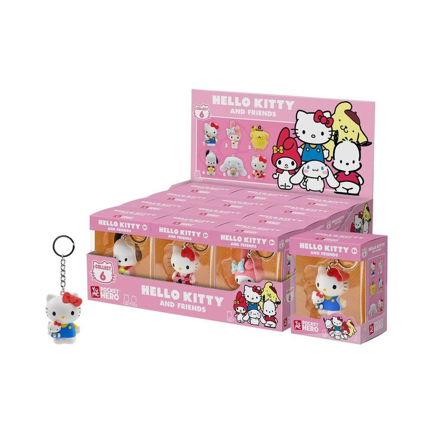 HELLO KITTY - Pocket Hero - Assortiment 12 Porte-Clés WINDOW BOX 6-7cm