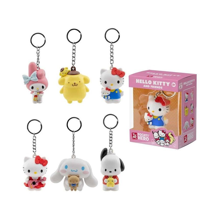 HELLO KITTY - Pocket Hero - Assortiment 12 Porte-Clés WINDOW BOX 6-7cm