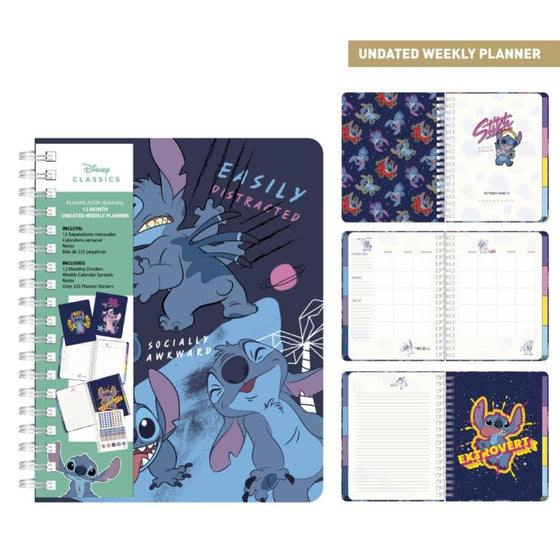 STITCH - Agenda Hebdomadaire Non Daté + Intercalaires + Stickers