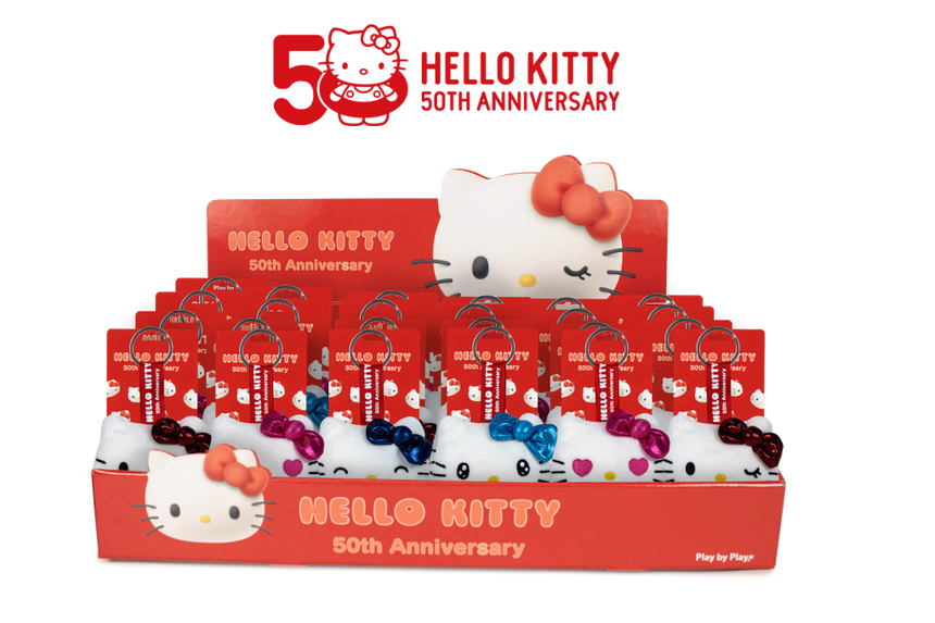 HELLO KITTY - Assortiment de 24 Porte-Clés Peluches - 4 modèles - 7cm