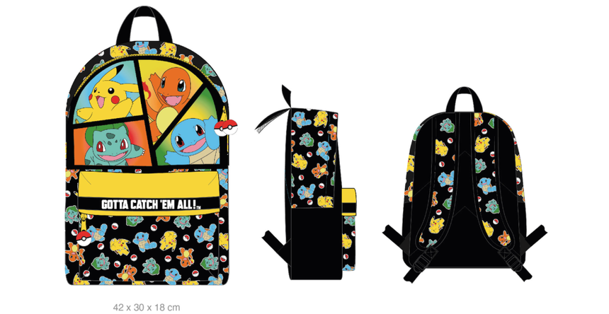 POKEMON - Starter - Sac à Dos 2 Compartiments '42x30x18cm'
