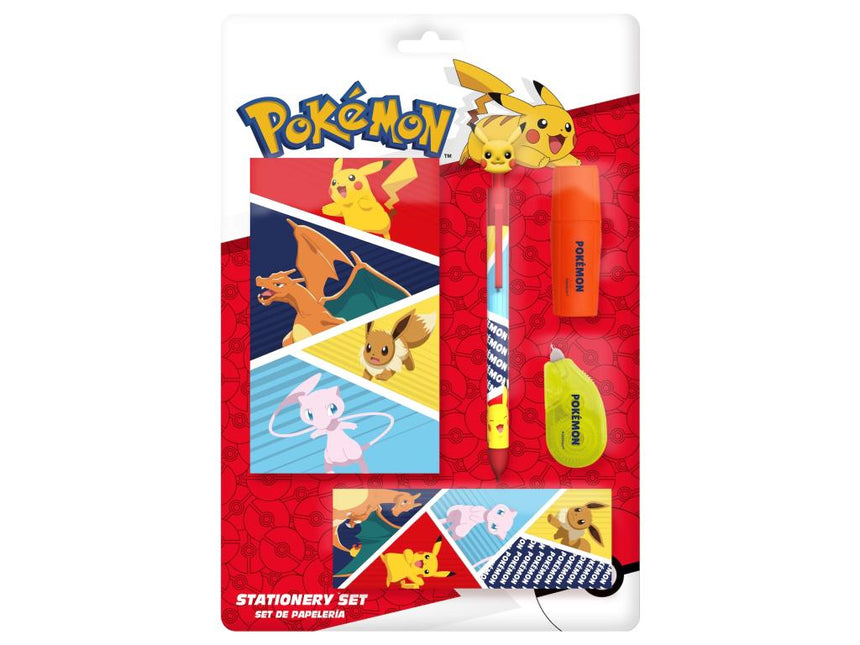 POKEMON - Set de Papeterie avec une Trousse Triple - 5pc