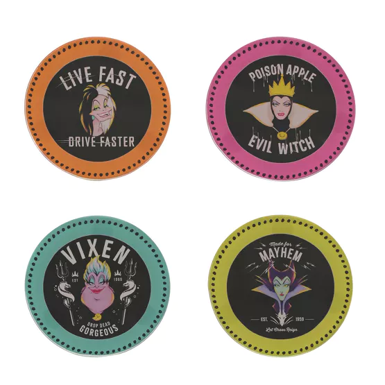 VILLAINS - Lot de 24 Sous Verres - 4 Modèles
