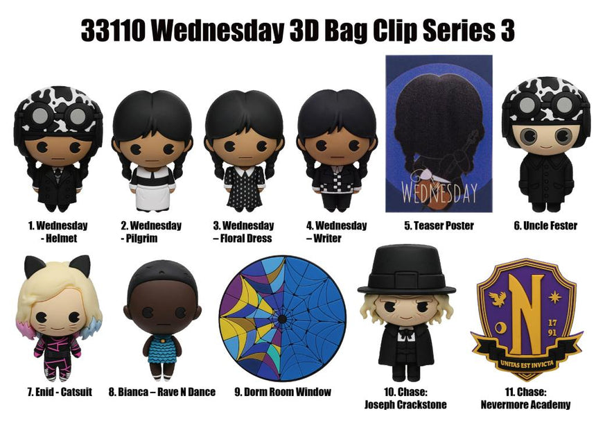 MERCREDI - Series 3 - 3D Foam Bag Clip (Display 24 Pcs)