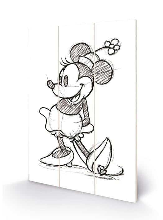 DISNEY - Minnie Mouse Sketched - Impression sur bois 20x29.5