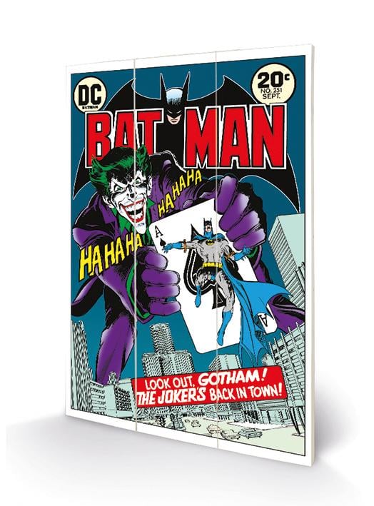 DC COMICS - Batman Joker's Back in Town - Impression sur bois 20x29.5