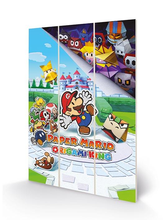 PAPER MARIO - The Origami King - Impression sur bois 20x29.5