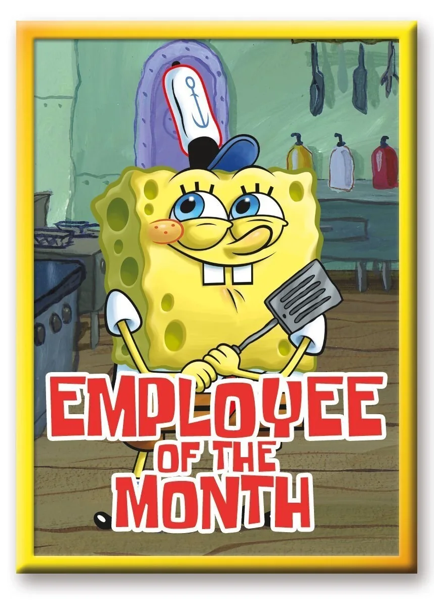 BOB L'EPONGE - Employé du mois - aimant 6.3x8.9cm
