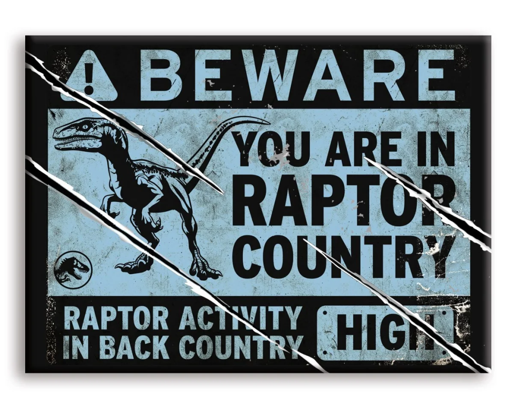 JURASSIC WORLD - Panneau Raptor - aimant 6.3x8.9cm