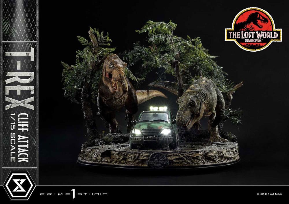 JURASSIC PARK LE MONDE PERDU - T-Rex Cliff Attack -Statuette 1/15 53cm