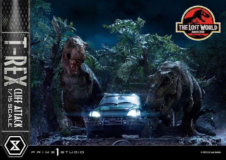 JURASSIC PARK LE MONDE PERDU - T-Rex Cliff Attack -Statuette 1/15 53cm
