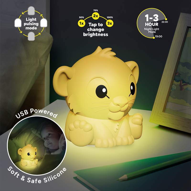 ROI LION - Simba - Lampe en Silicone 'SquishyGlo' Rechargeable 15cm
