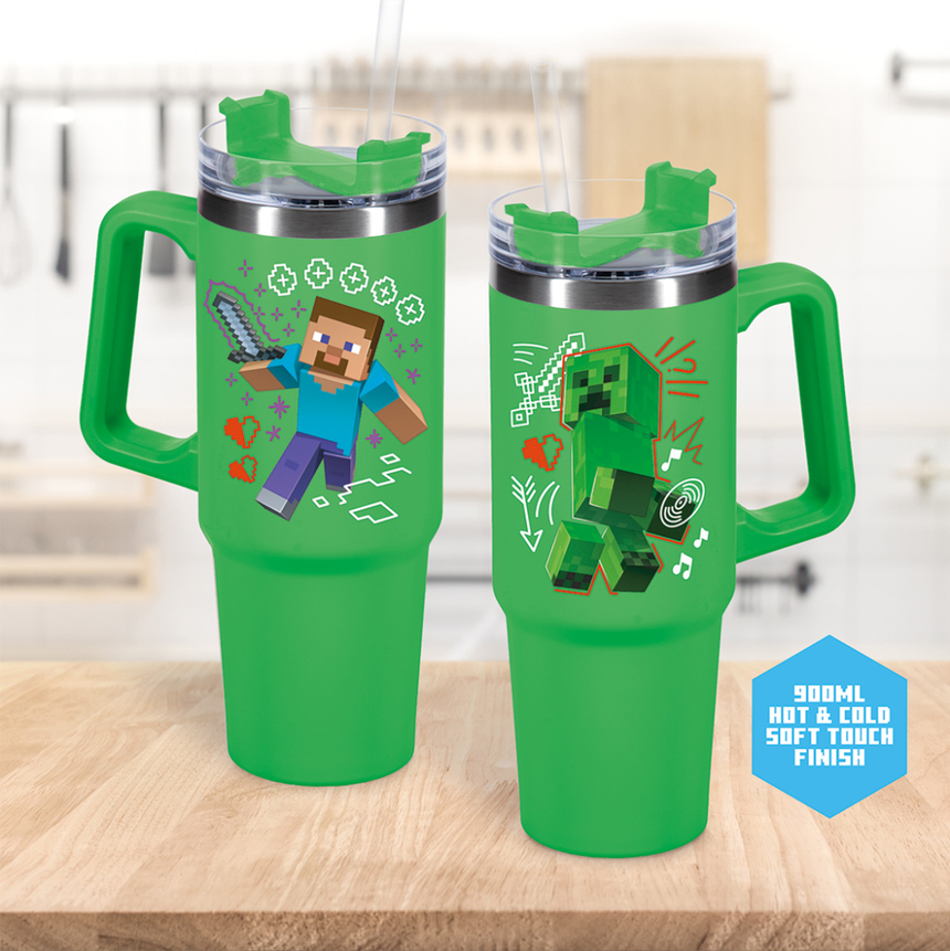MINECRAFT - Steeve - Mug de Voyage XL 900ml avec paille