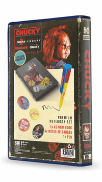 CHUCKY - Set VHS - Set Papeterie (Cahier, Badges et Stylo)