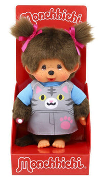 MONCHHICHI - Salopette Chat - Peluche 20cm