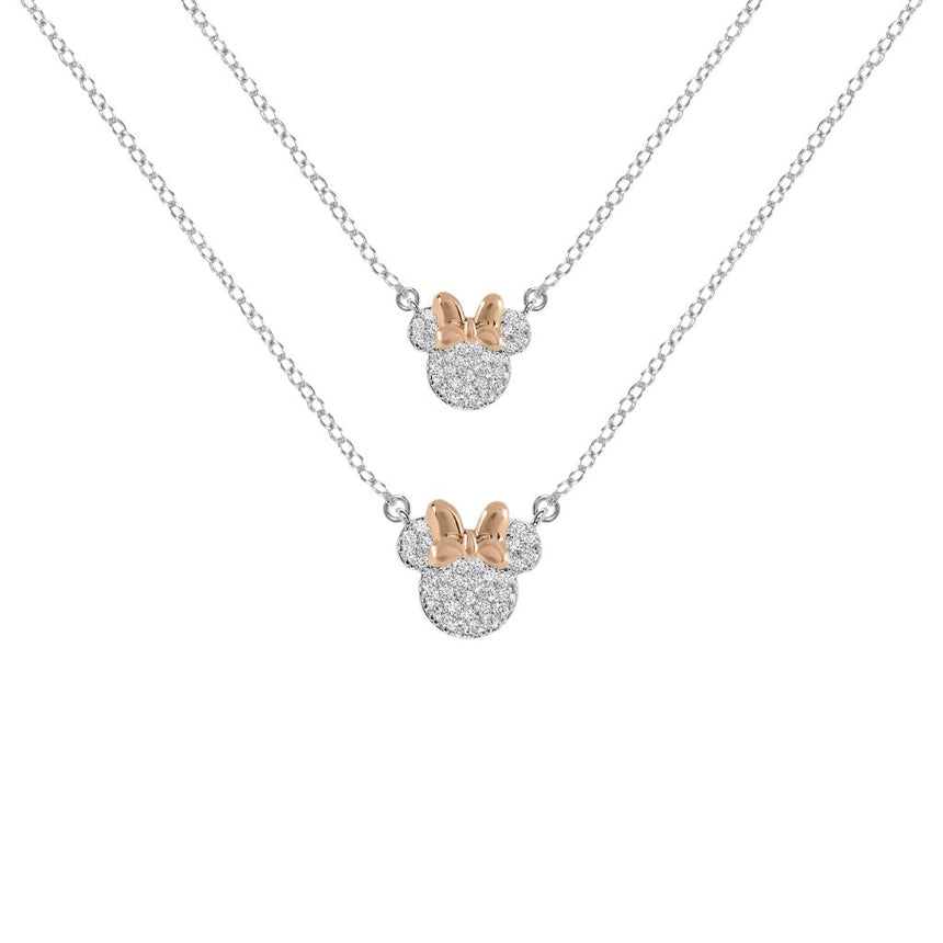 MINNIE - Set Maman & Fille - 2 Colliers Shiny en Laiton Plaqué Argent
