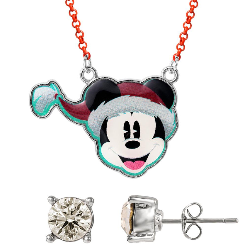 MICKEY - Set de Noël - Collier + 1 Paire de Clous d'Oreilles