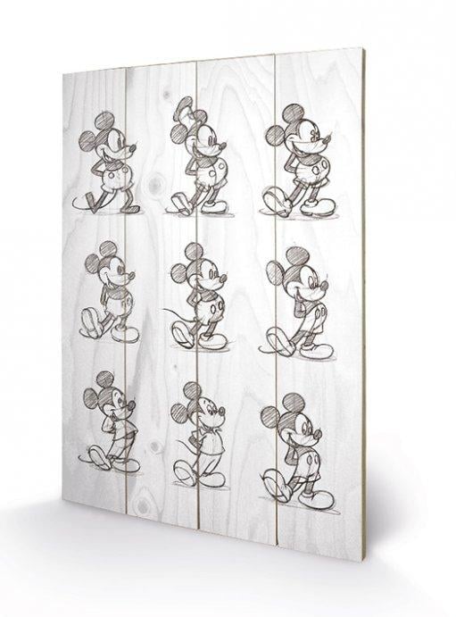 DISNEY - Mickey Mouse Multi Black / White - Impression sur bois 40x59c