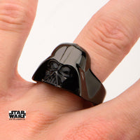 STAR WARS - Men's Stainless Steel Black 3D Darth Vader Ring - Size 11