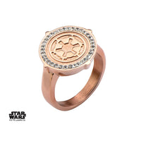 STAR WARS - Women's Stainless Steel Rose Gold Empire Symbol - Size 7