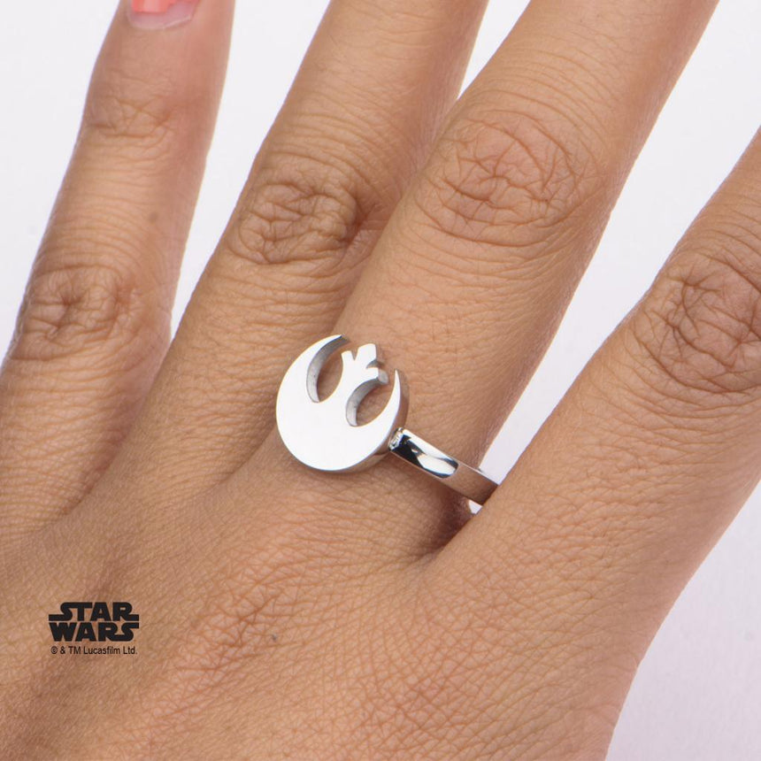 STAR WARS - Women's Stainless Steel Rebel Alliance Cut Ring - Size 6