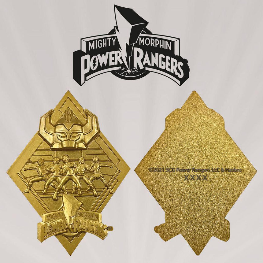 POWER RANGERS - Médaillon métal plaqué or collector '9x12.5x2.5cm'