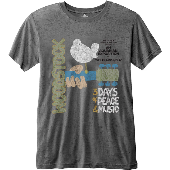 WOODSTOCK - T-Shirt BurnOut - Classic Vintage Poster (XL)