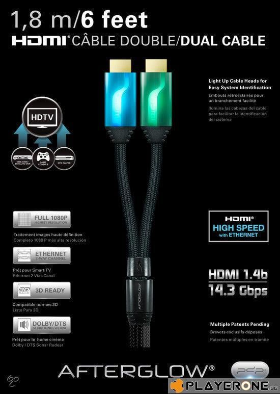 PDP - Afterglow - Cable HDMI Double 1.80 M - BLUE/GREEN