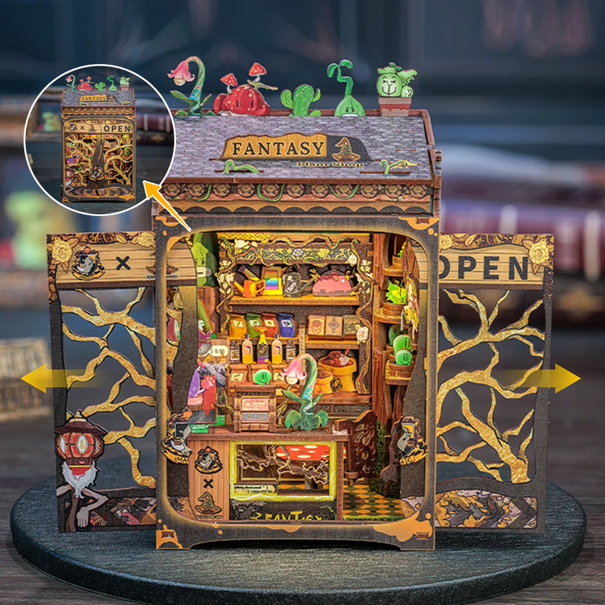MINIATURE HOUSE -DIY-Magasin de Plantes Féériques -146pc+Eclairage LED