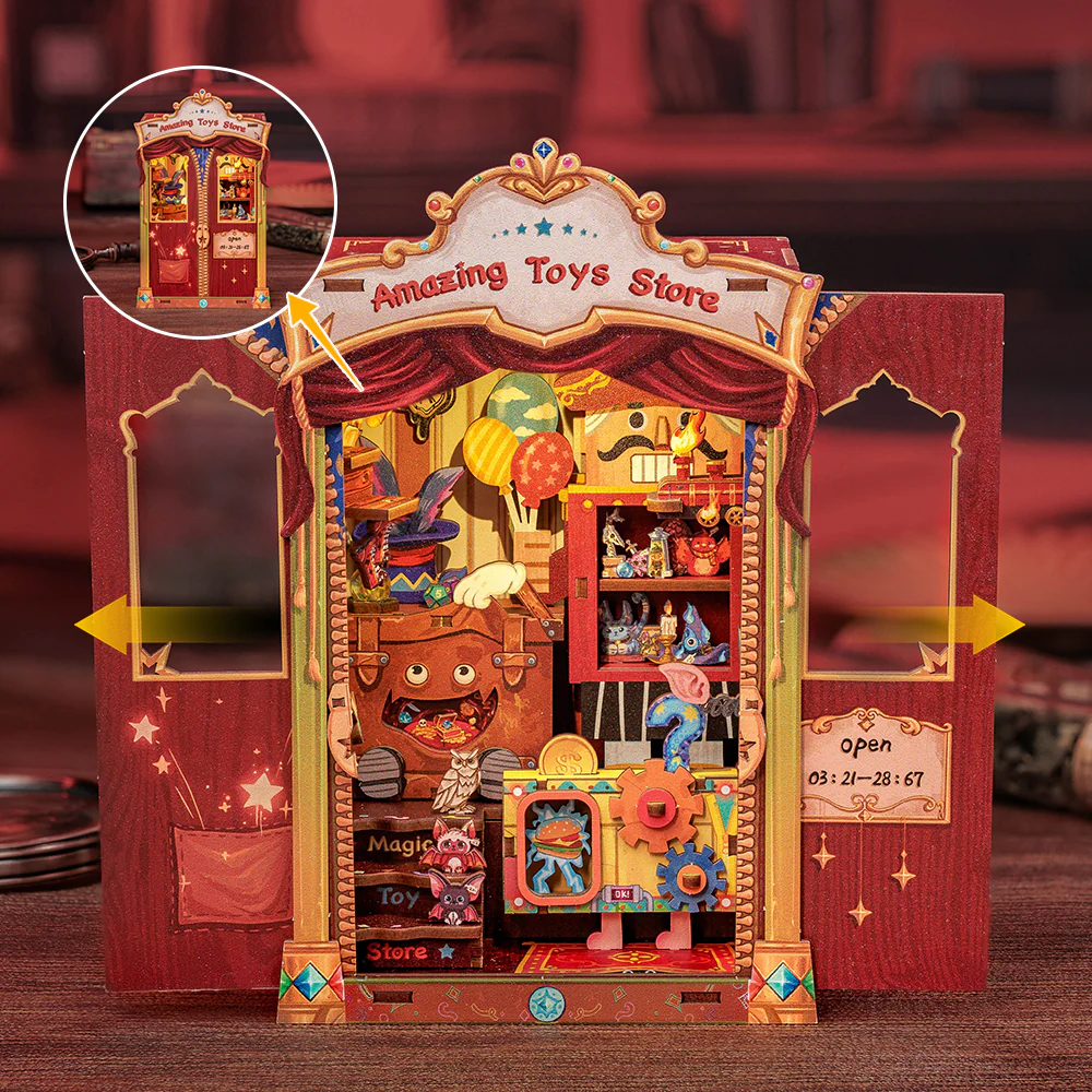 BOOK NOOK KIT - DIY - Magasin de Jouets - 103pc + Eclairage LED