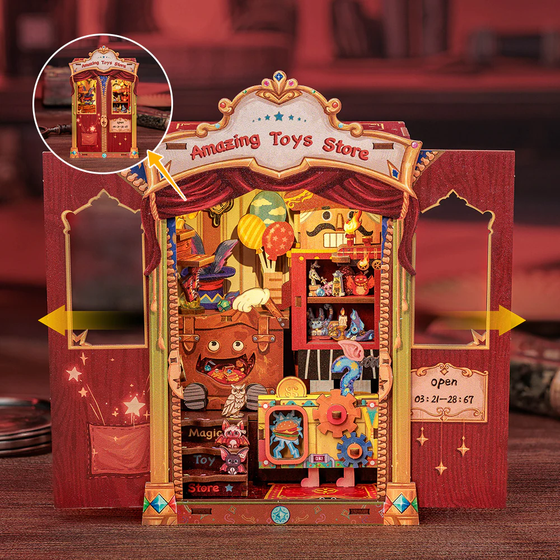 BOOK NOOK KIT - DIY - Magasin de Jouets - 103pc + Eclairage LED