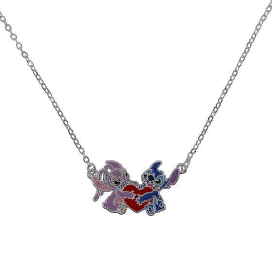 STITCH & ANGEL - Love - Collier Argenté avec Pendentif 18mm