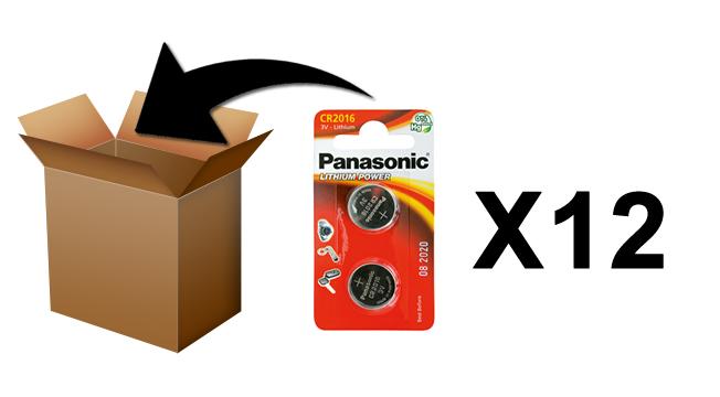PANASONIC - Piles Lithium Coin - CR2016 X 2 - Boite de 12 Pack