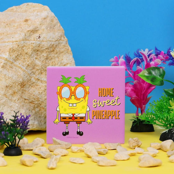 BOB L'EPONGE - Home Sweet Pineapple - Sous Verre Carré en Céramique