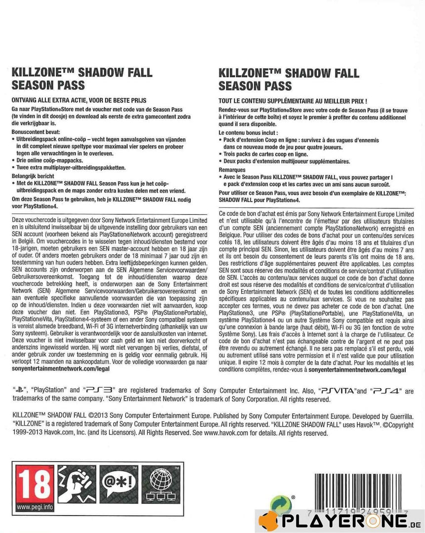 Playstation Network - Killzone Shadow Fall Season Pass (Belgium Only)
