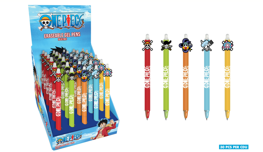 ONE PIECE - Stylo à Gel Effaçable +Head Topper (Display de 30pcs)