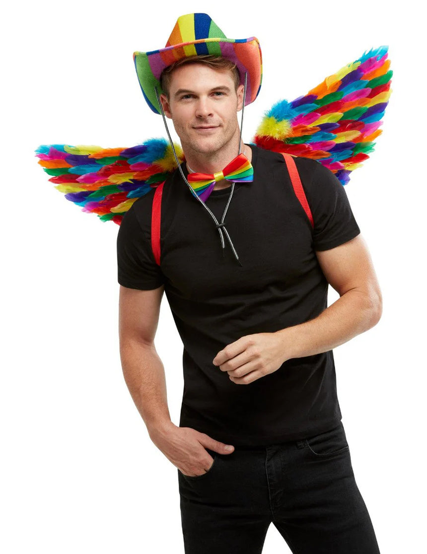 Ailes à plumes arc en ciel adulte