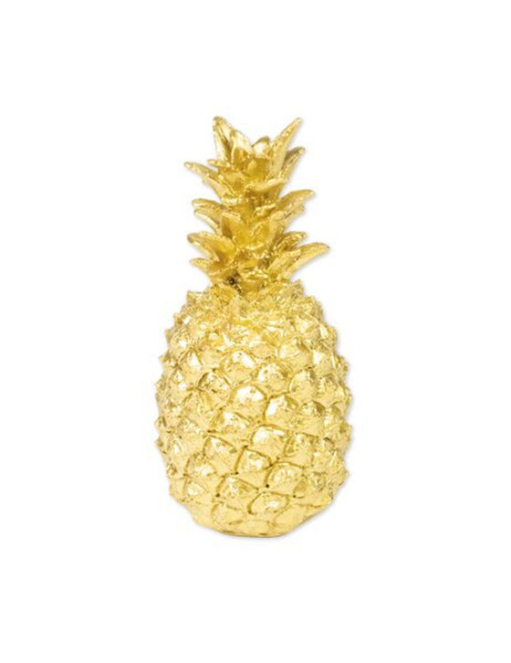 Ananas décoratif en résine doré 18 cm thème jungle