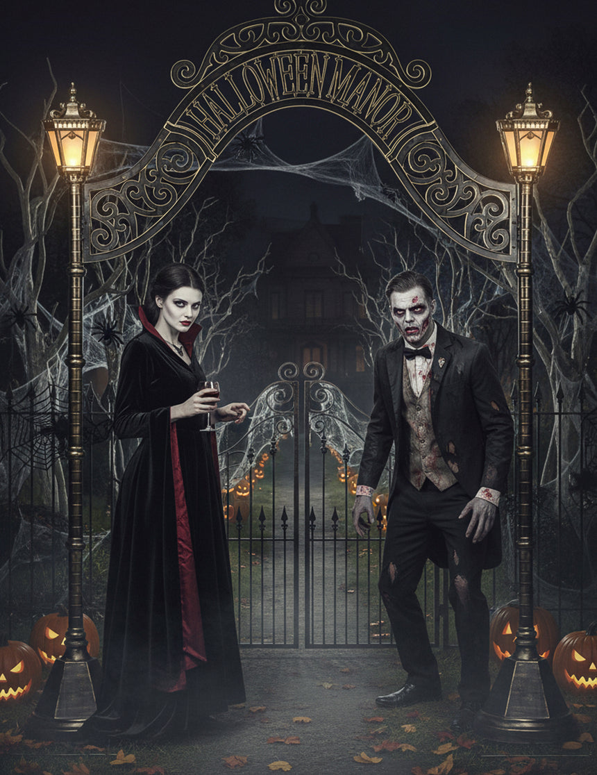 Arche Halloween Manoir Hanté avec Lanternes Lumineuses 2,5m