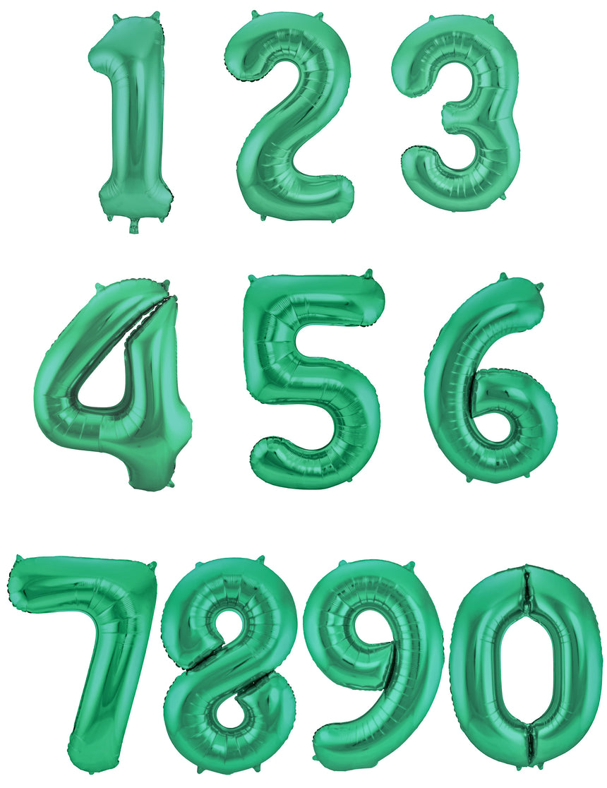 Ballon aluminium vert métallique chiffre 86 cm