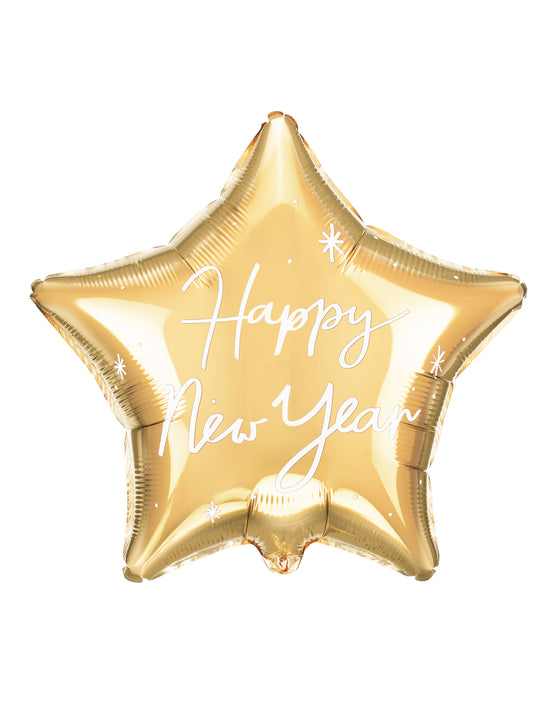 Ballon aluminium étoile dorée Happy New Year 50 cm