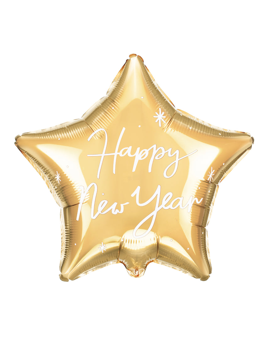 Ballon aluminium étoile dorée Happy New Year 50 cm