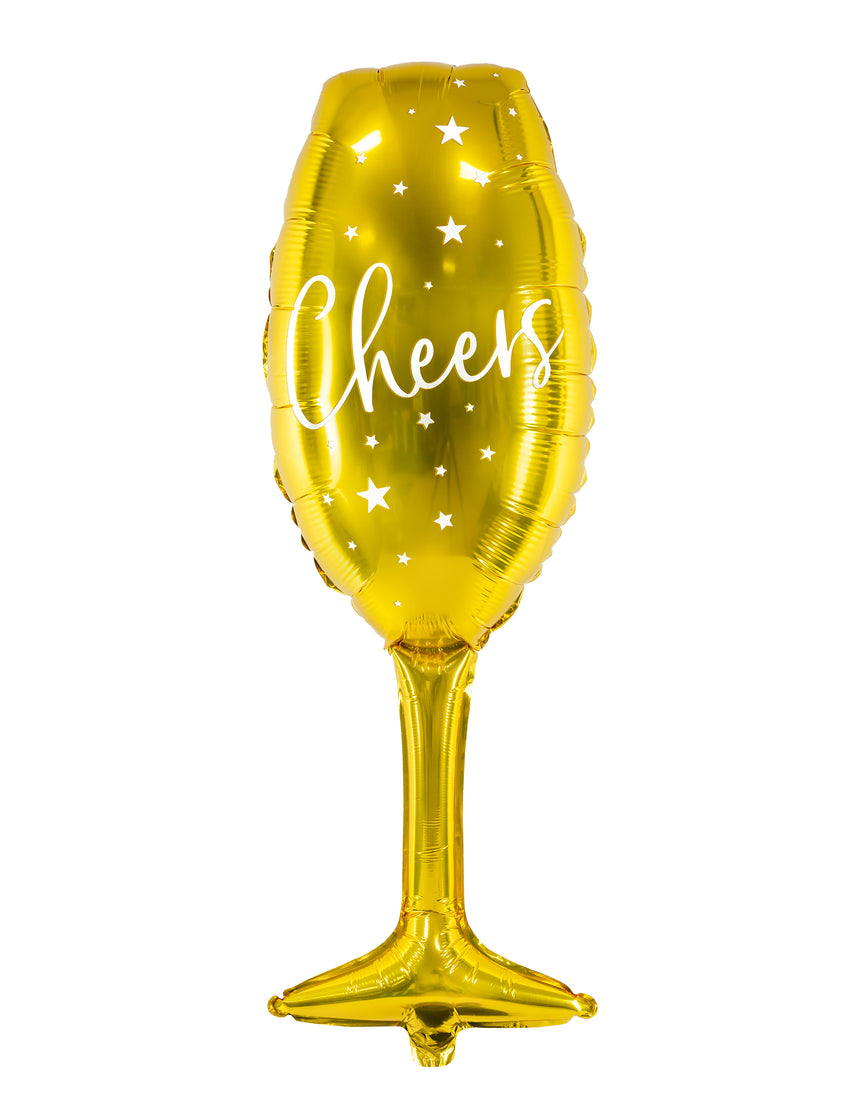 Ballon aluminium flûte cheers doré 28 x 80 cm