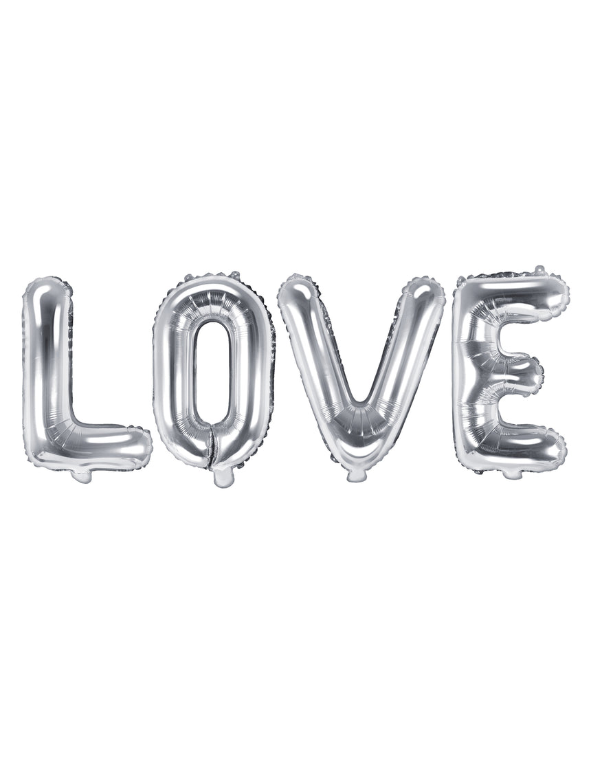 Ballon aluminium lettres LOVE argenté 140 x 35 cm